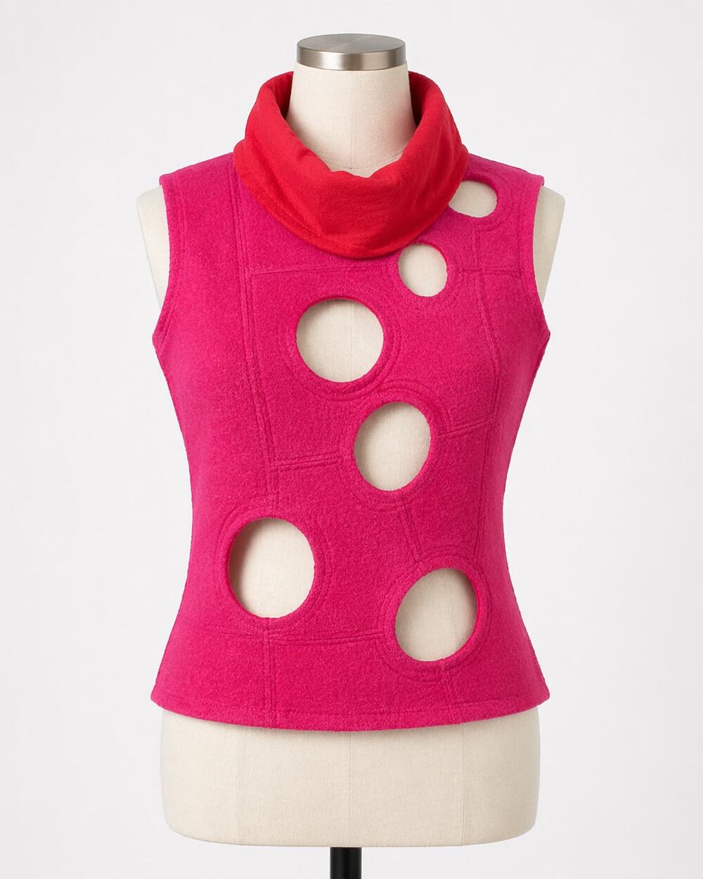Pink and Red Top Unique Futuristic Bright Tank Top Felt Structured